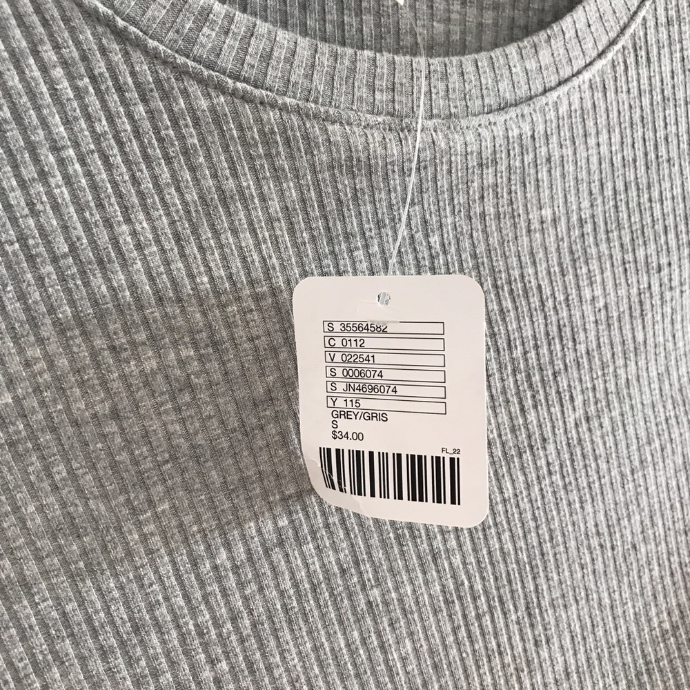 Grey Ribbed Crop Top - Picture 2 of 2